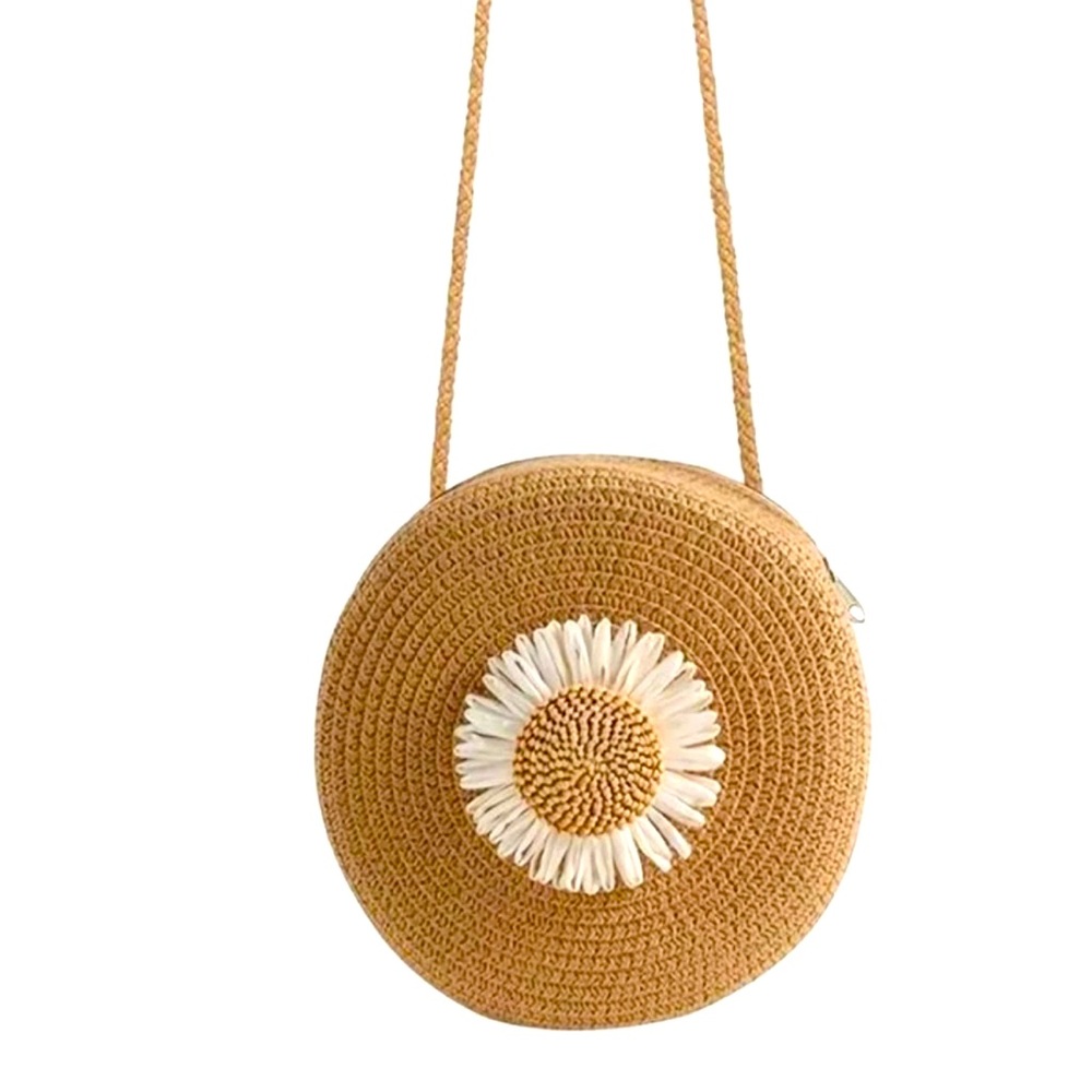 NWT Round Straw Daisy Crossbody Cottagecore Purse